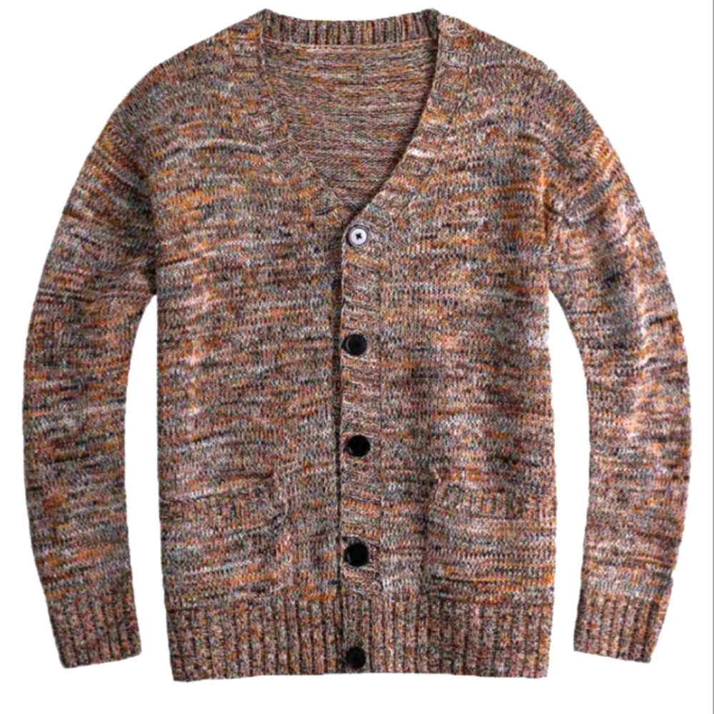 MANFINITY STAND COLLAR KNIT CARDIGAN BUTTON UP SWEATER SIZE MEDIUM